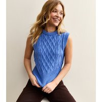 Women's Blue Cable Knit Vest New Look | New Look (UK)