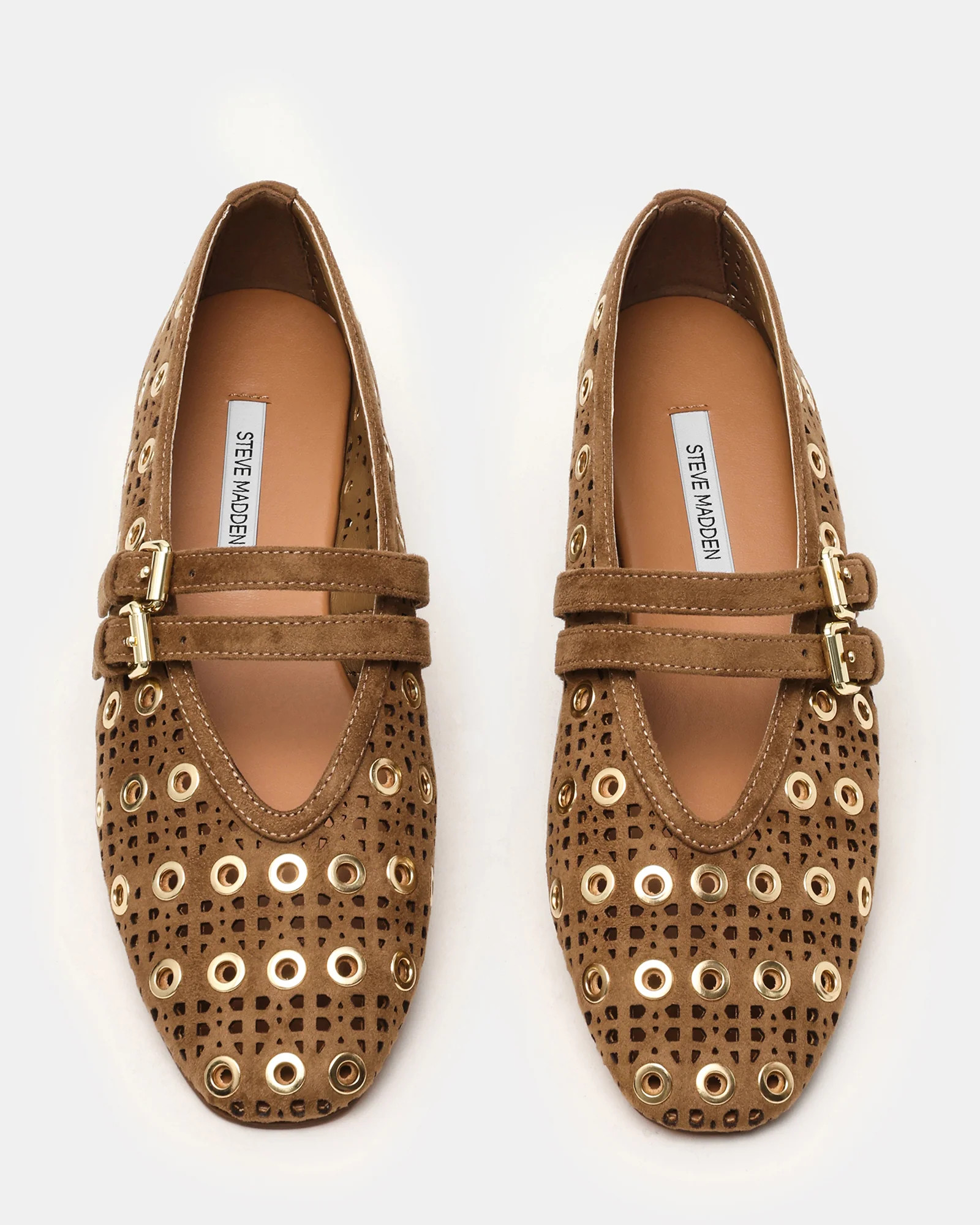 LYDIA Perforated Taupe Mary Jane Ballet Women's Flat | Steve Madden (US)