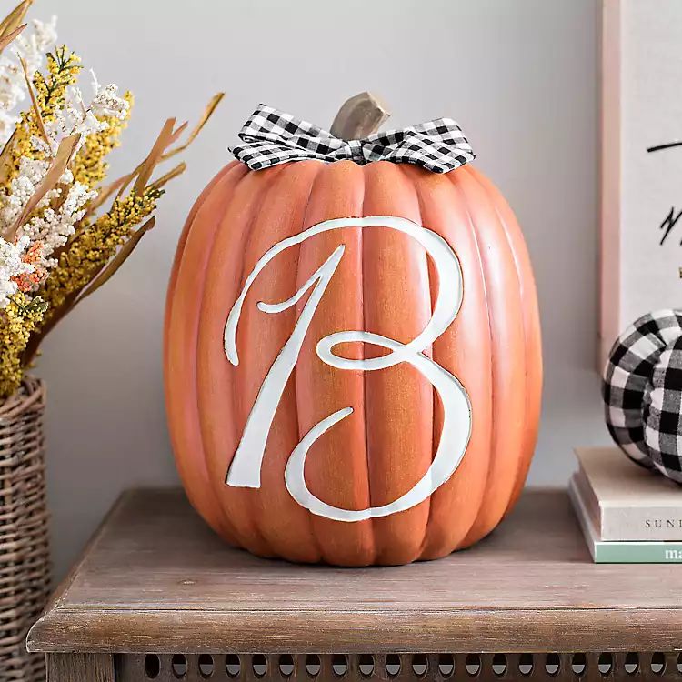 Monogram B Pumpkin with Black Buffalo Check Bow | Kirkland's Home