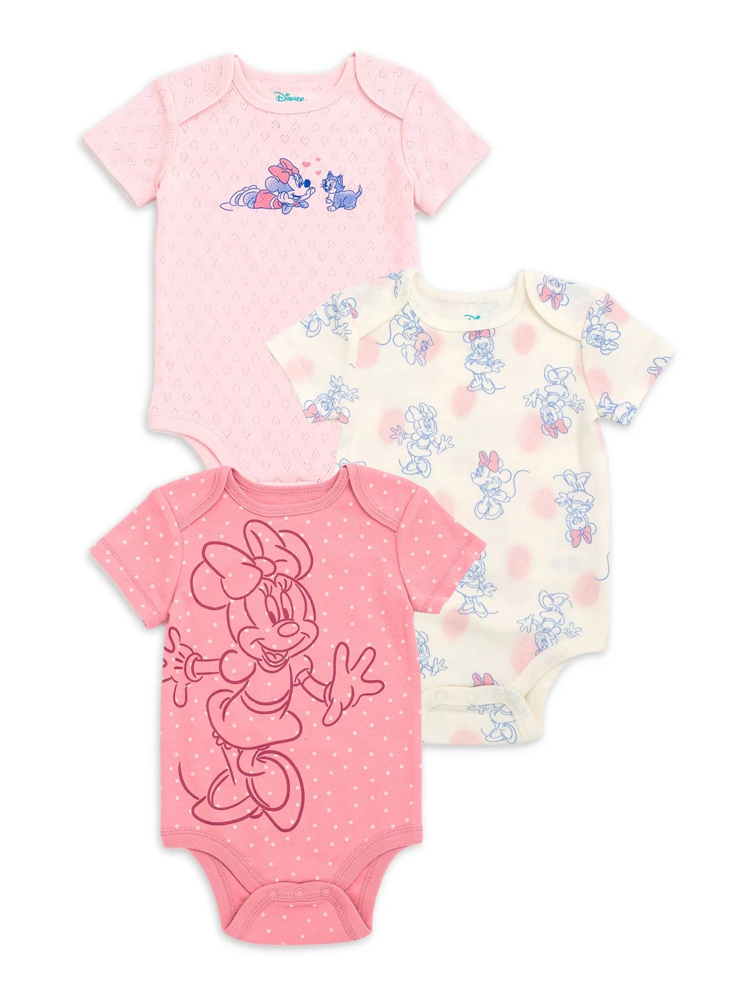 Minnie Mouse Baby Boys Bodysuit, 3-Pack, Sizes 0-24 Months - Walmart.com | Walmart (US)