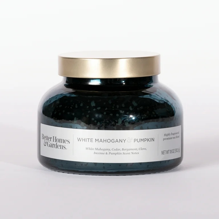 Better Homes & Gardens 18oz White Mahogany & Pumpkin Mercury 2-Wick Jar Candle - Walmart.com | Walmart (US)