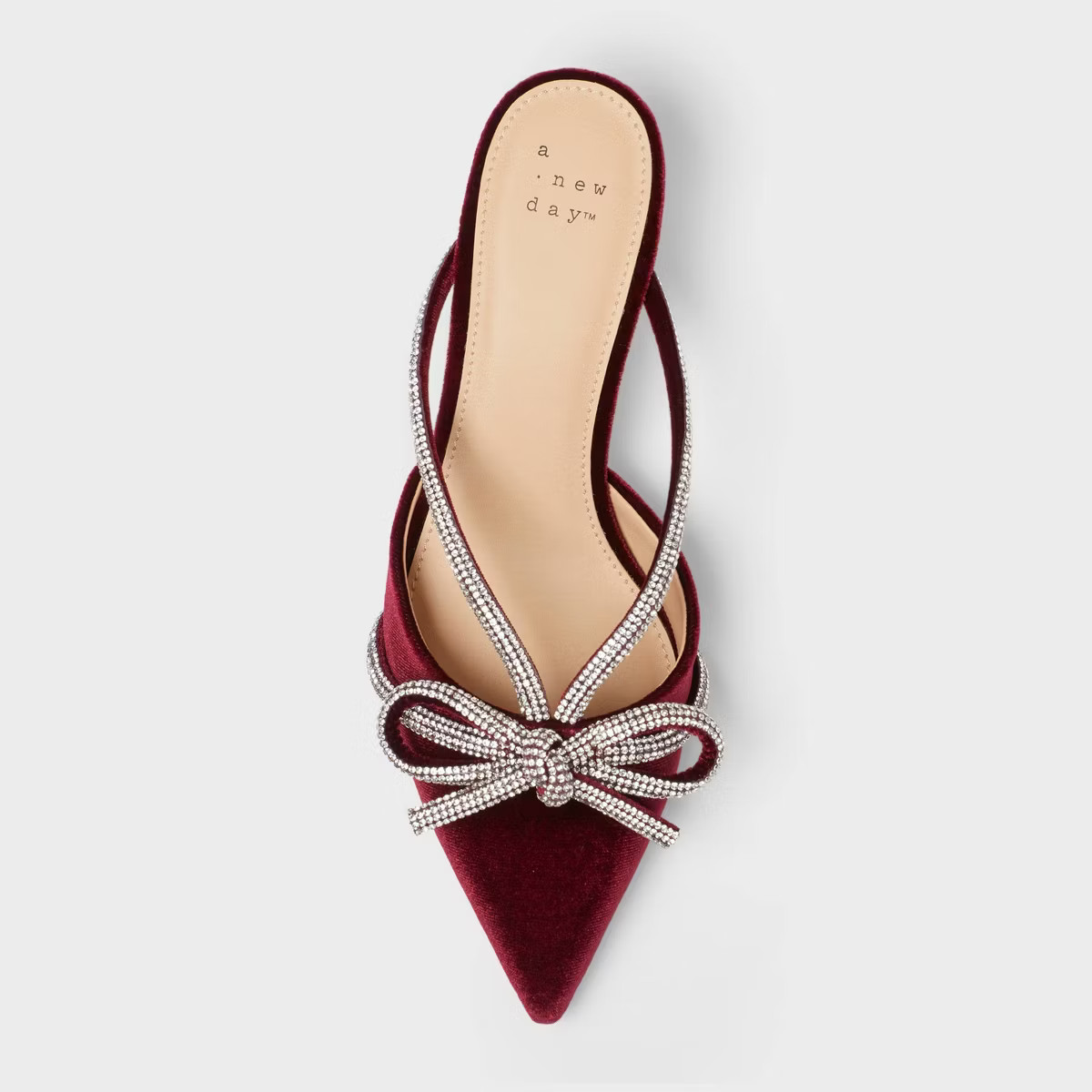 Women’s Gwen Rhinestone Bow Heels - A New Day™ Burgundy | Target