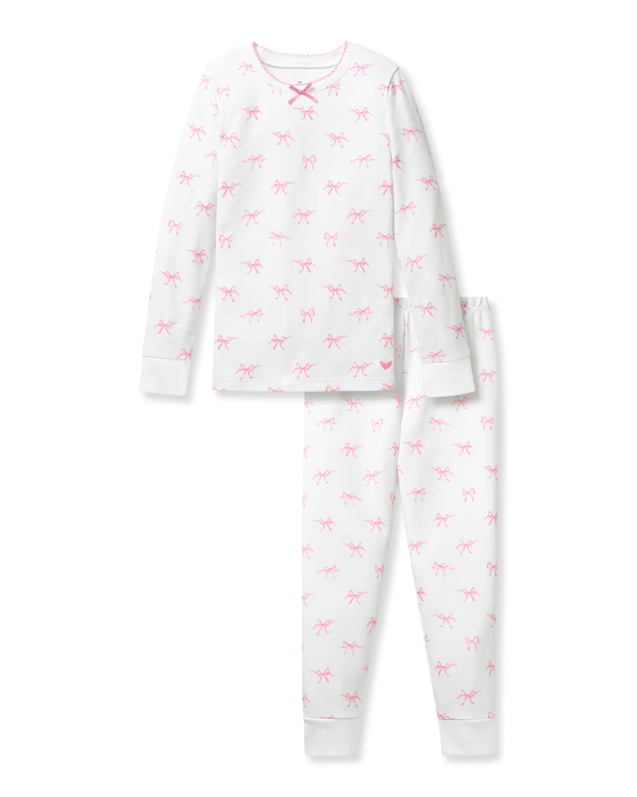 Kid's Pima Snug Fit Pajama Set in Blushing Bows | Petite Plume