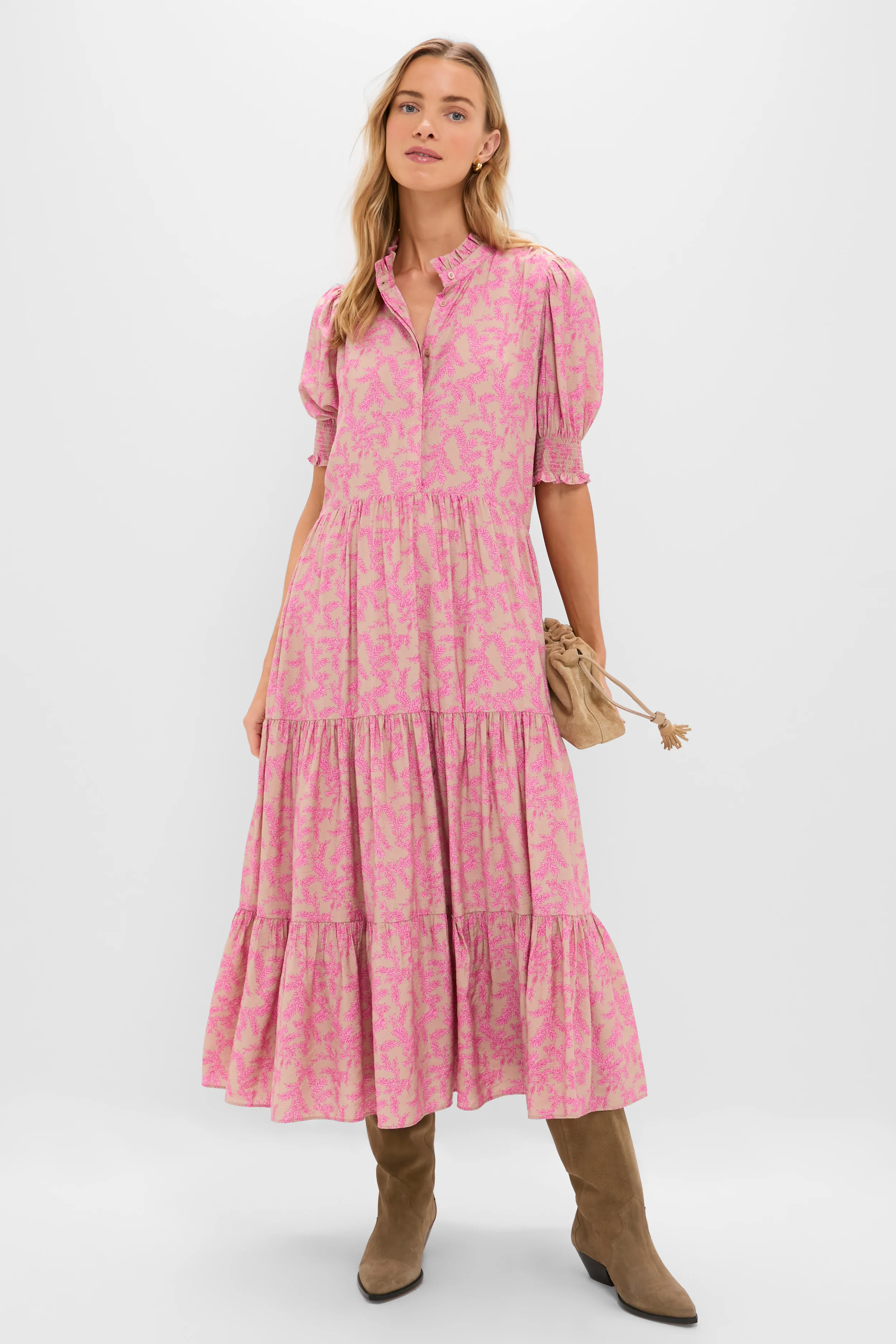 Tan & Pink Vines Bennett Maxi Dress | Tuckernuck (US)