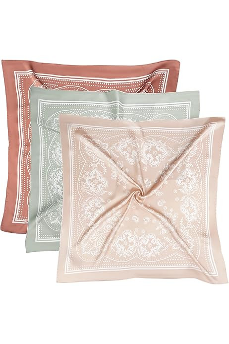 3 Pcs 27.5 Inches Satin Head Scarf Hair Scarf Silk Head Scarf Silk Bandana Silk Hair Wrap Neck Scarf | Amazon (US)