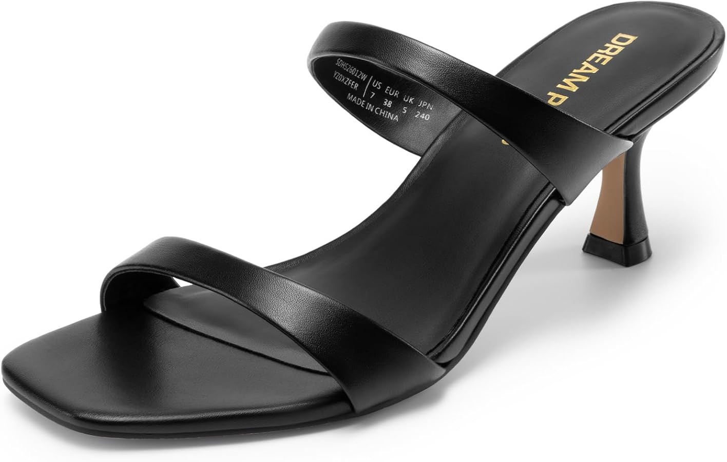 DREAM PAIRS Women's Low Kitten Heels Square Toe Two Strap Slip on 2.6 Inch Heeled Sandals 2026 Dr... | Amazon (US)