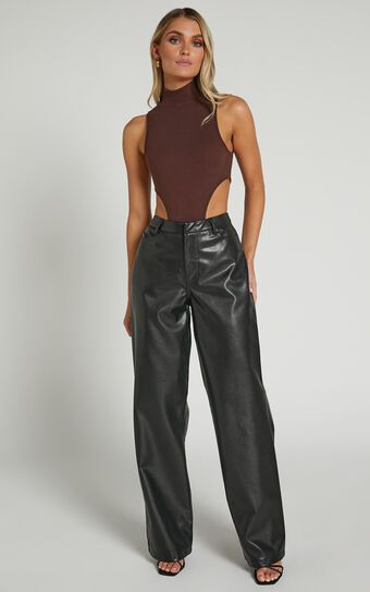 Edzelith - Mid Rise Faux Leather Relaxed Pant in Black | Showpo (US, UK & Europe)