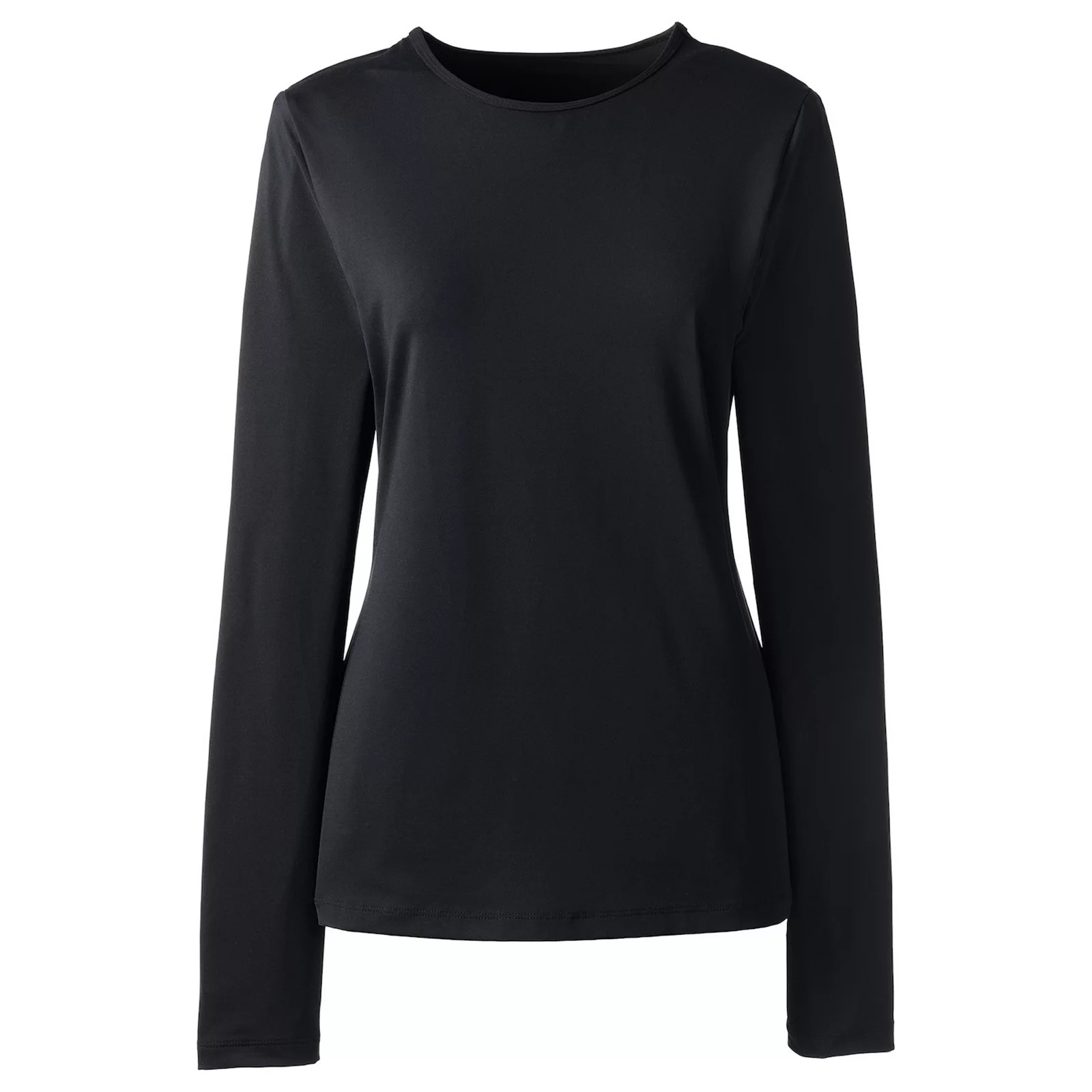 Women's Lands' End UPF 50 Long Sleeve Rash Guard, Size: Medium Long, Black | Kohl's
