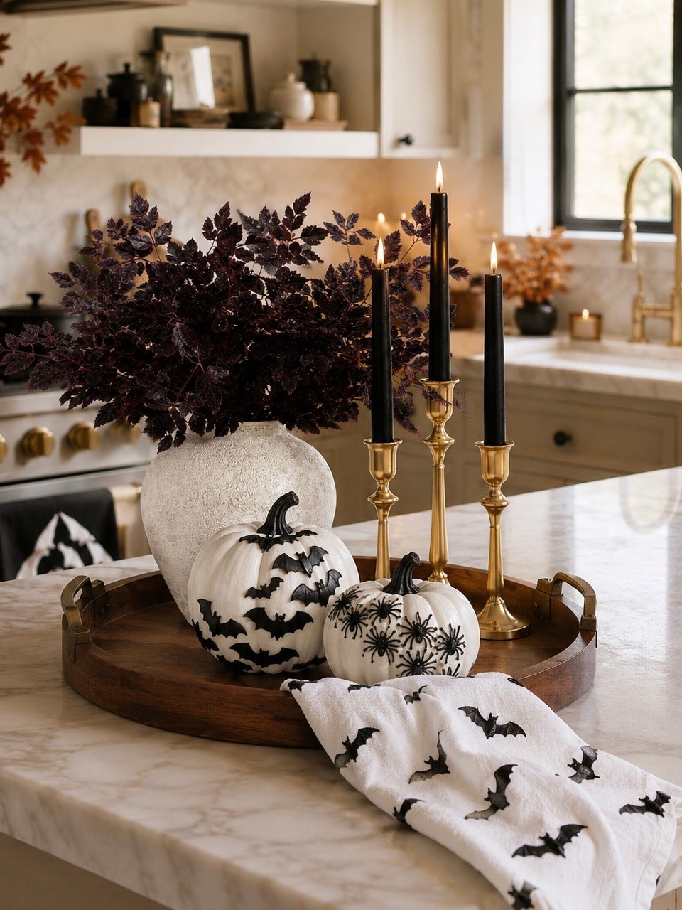 AMAZON HALLOWEEN TRAY

Follow @farmtotablecreations on Instagram for more home finds and styling inspiration.

If you’re looking for an easy way to add a little Halloween charm without overwhelming your space, a simple styled tray is the perfect touch. Layering rich burgundy stems, warm brass candleholders, whimsical pumpkins, and a bat-print hand towel creates a cozy, elevated look that transitions beautifully from late summer into fall. Every piece is from Amazon, making it easy to recreate this timeless seasonal vignette in your own home.

#AmazonHomeFinds #HalloweenDecor #KitchenStyling #FallHomeDecor #LTKHome

#LTKSaleAlert #LTKHome #LTKSeasonal