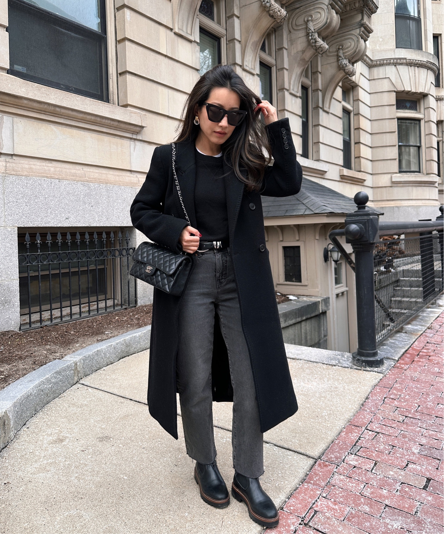 Classic black coat outfit with jeans! 

Also linked similar coat from Loft for less in petite sizing and 2 petite friendly similar jeans I own 

• Aritzia Constant coat xxs, this style runs big and oversized but I love how thick, plush and warm the wool cashmere material is. A few other colors and materials are on sale.


• Madewell 90’s straight crop jeans 24 (hems cut shorter)

Similar linked: Abercrombie Ultra High Rise Straight I wear size 24 Short for a great fit. 

Also love Levi’s wedgie straight in 24 x 26 length is slightly longer than Abercrombie and a slightly more rigid denim. The Levi’s gray wash is super versatile!

• Caslon boots 5, some reviews mention running narrow. Nordstrom Miah brand is the updated version (linked under similar)

• Quince shrunken cashmere sweatshirt XS

• Everlane box cut tee shirt XS, i size up. Great basic 

• Madewell triple metal belt keeper xxs

• Heaven Mayhem mixed metal earrings. Love these so much! Super light weight 

• ysl Kate sunglasses. my most flattering designer sunglasses.

Warm winter outfits, petite friendly winter coats, boots 


#LTKSaleAlert #LTKWorkwear #LTKStyleTip