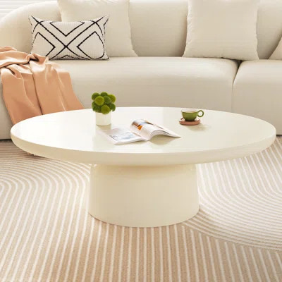 Hillsborough Single Oval Coffee Table Cream White Center Table for Living Room | Wayfair North America