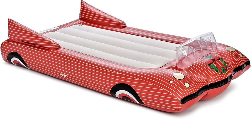 FUNBOY Christmas Convertible Kids Sleeper Air Mattress – Inflatable Red Striped Car Bed with So... | Amazon (US)