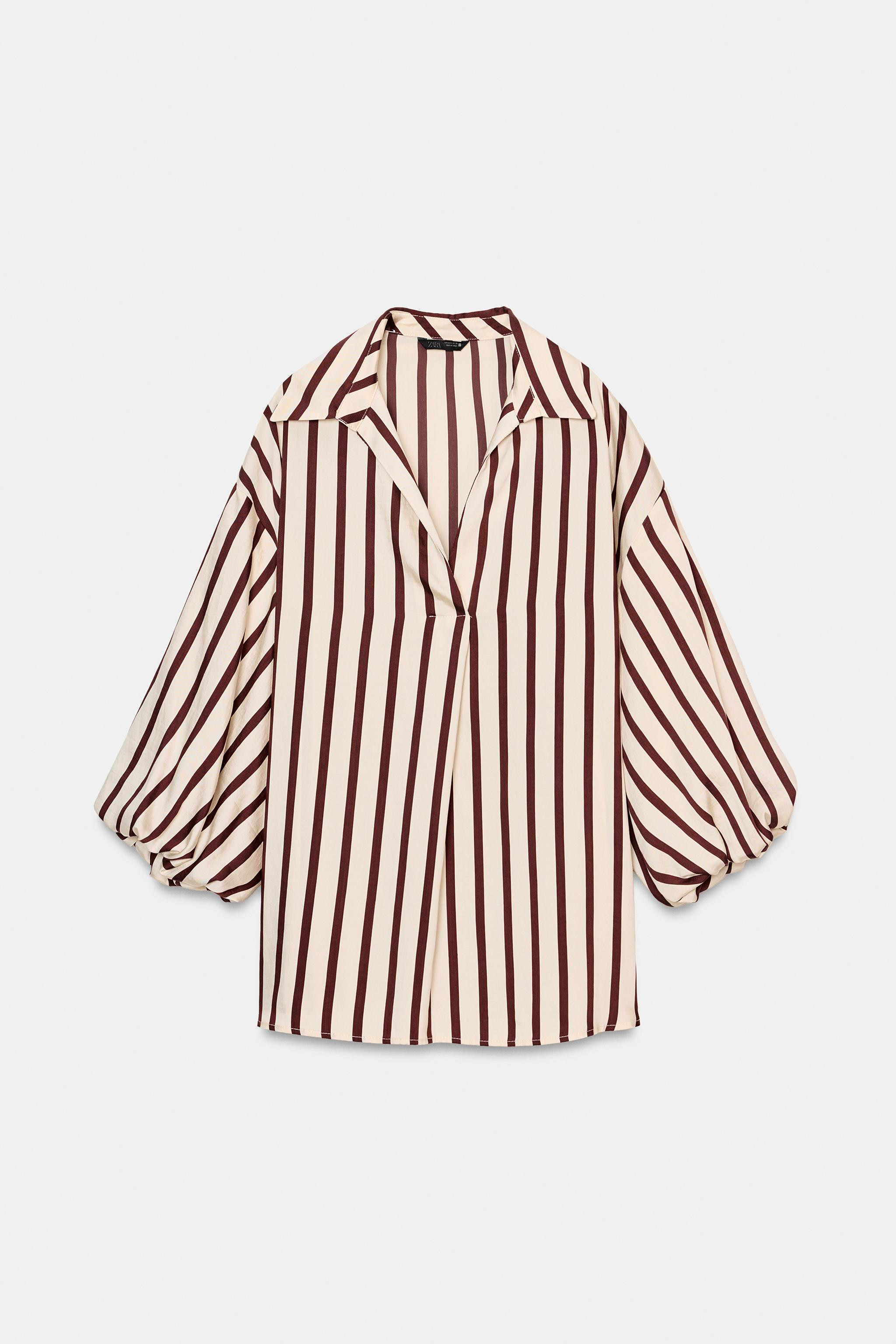 STRIPED PUFF SLEEVE SHIRT | Zara UK