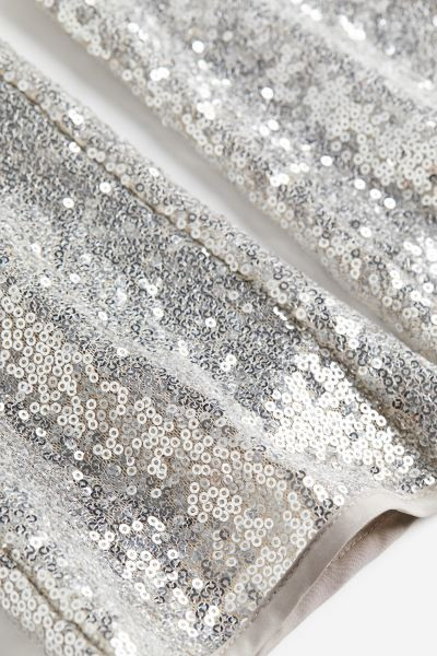 Flared Sequined Leggings - Regular waist - Long - Silver-colored/sequins - Kids | H&M US | H&M (US + CA)
