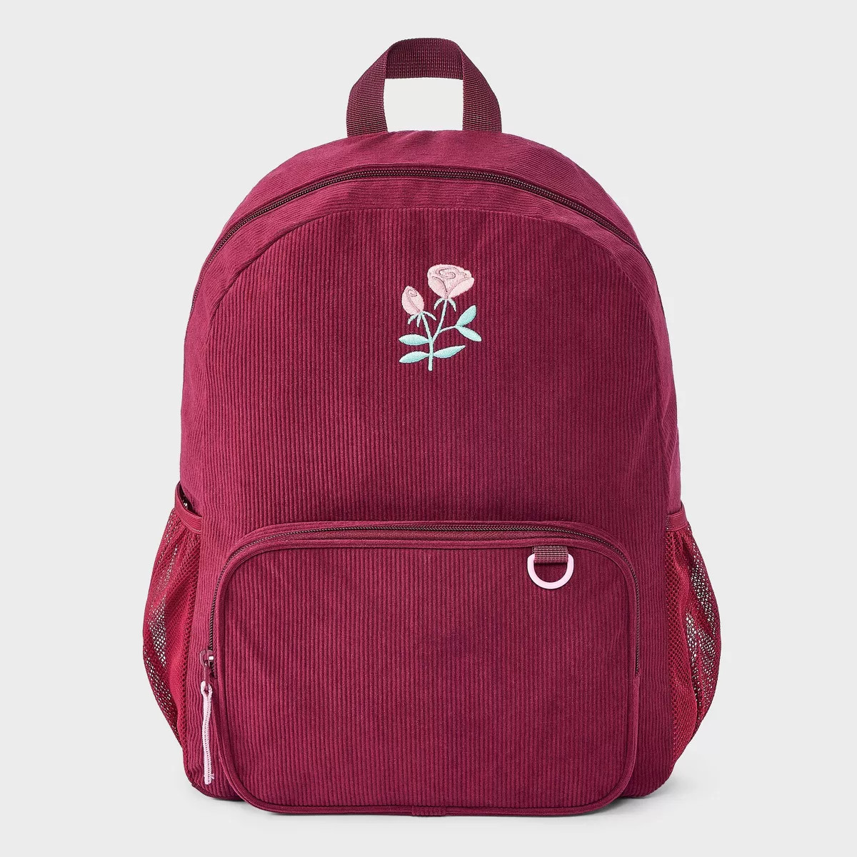 Girls' Embroidered Flower Corduroy Backpack - Cat & Jack™ Maroon | Target
