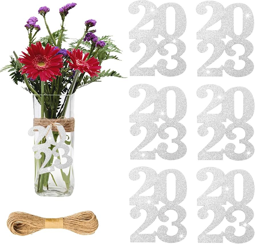 24 Pieces Glitter 2023 Cutouts Tags Decorations Double Side 2023 Graduation Cutouts 2023 Graduati... | Amazon (US)