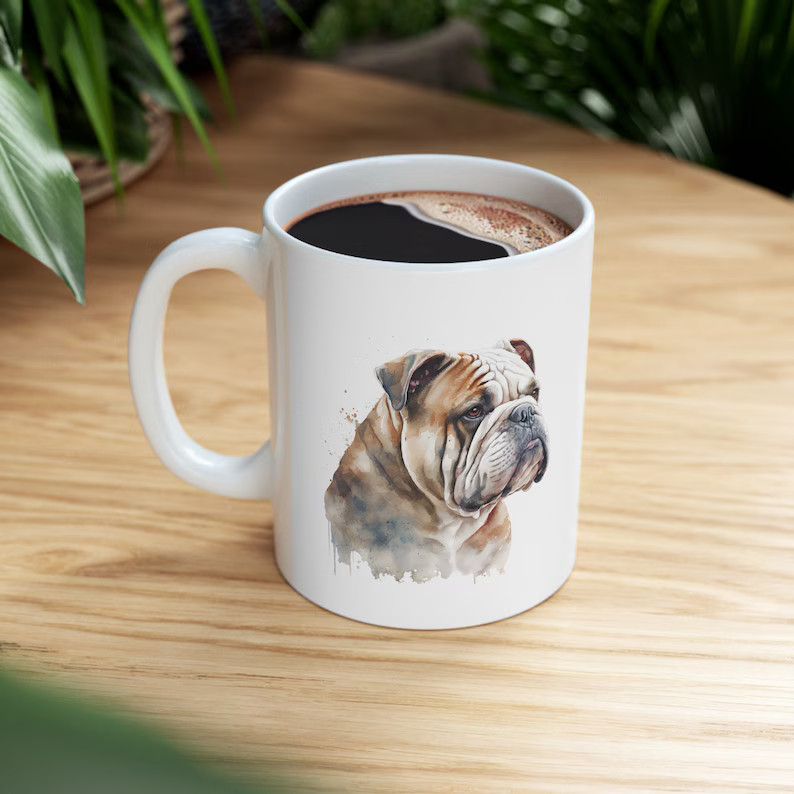 Watercolor Bulldog Ceramic Pet Coffee Mug, (11oz, 15oz) FREE SHIPPING | Etsy (US)