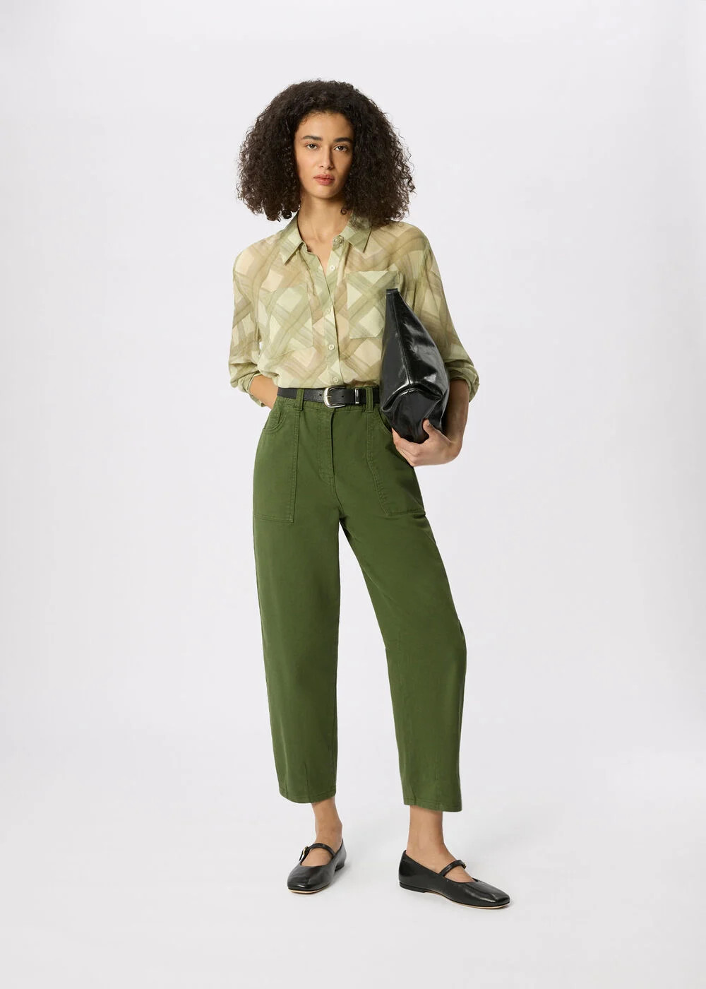 Khaki Tessa Casual Trouser | WHISTLES | Whistles UK | | Whistles