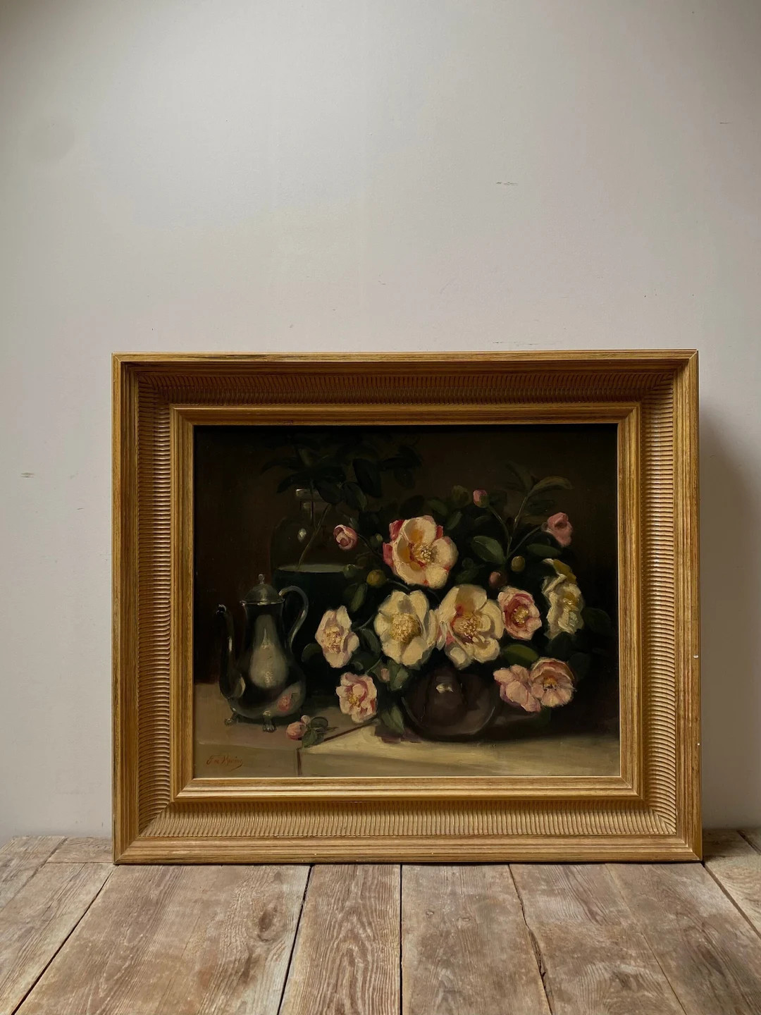 Extra Large Pink Peonies Still Life Oil Painting, Large Flowers Oil, Dark Vintage Dutch Oil, Orig... | Etsy (US)