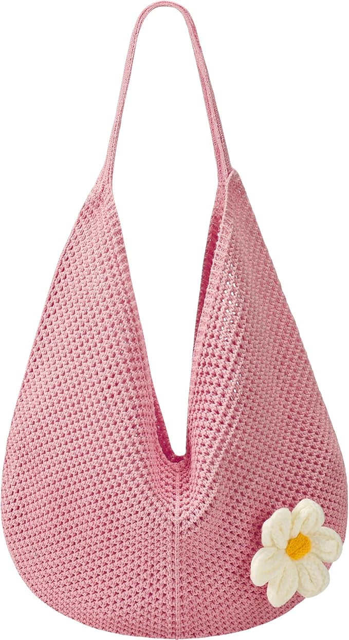Premillow Crochet Beach Bags for Women, Summer Beach Tote Bag, Mesh Cute Beach Purse, Aesthetic K... | Amazon (US)
