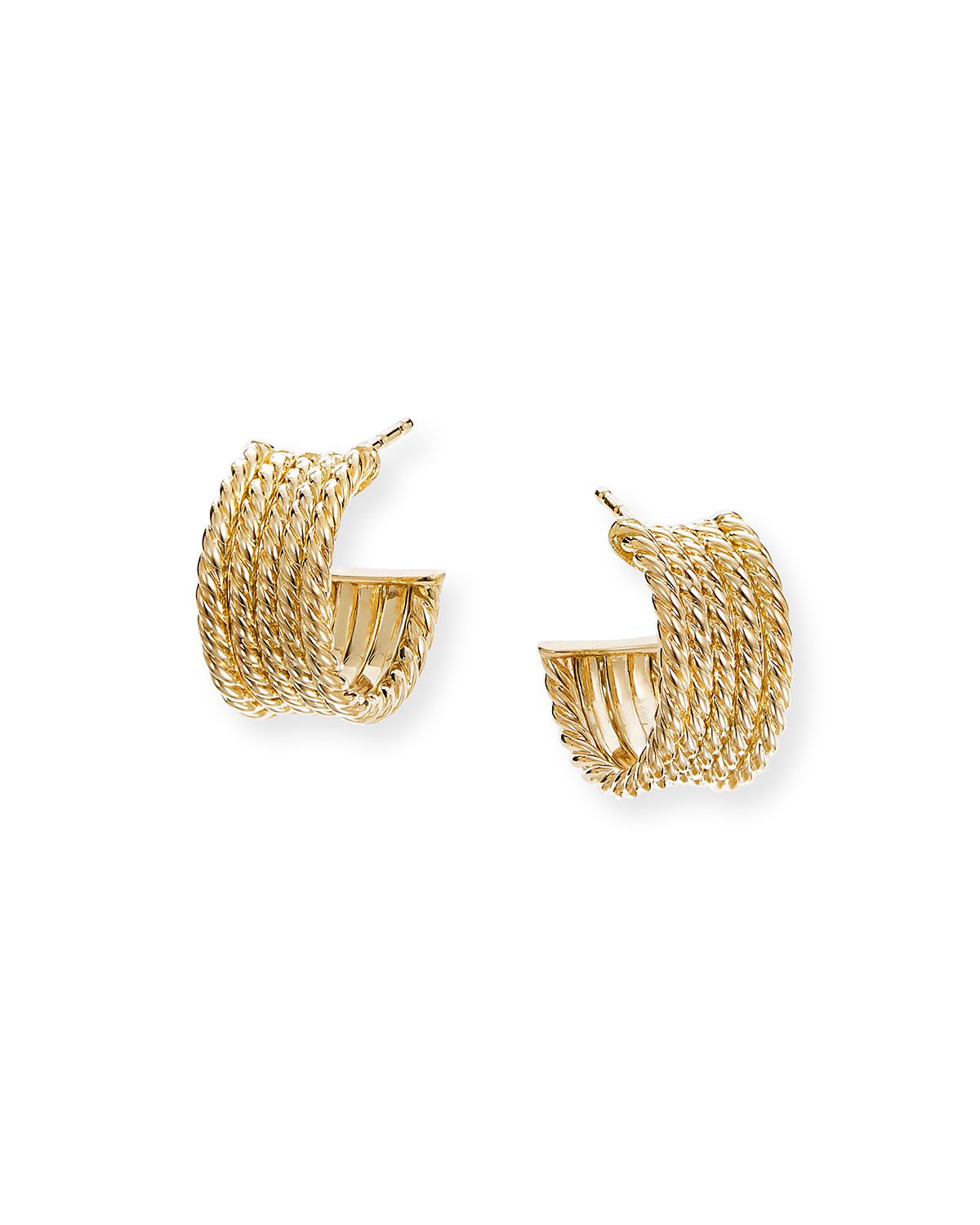 Origami 18k Gold Cable Huggie Hoop Earrings | Neiman Marcus