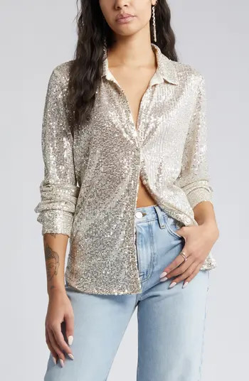 Sequin Button-Up Shirt | Nordstrom