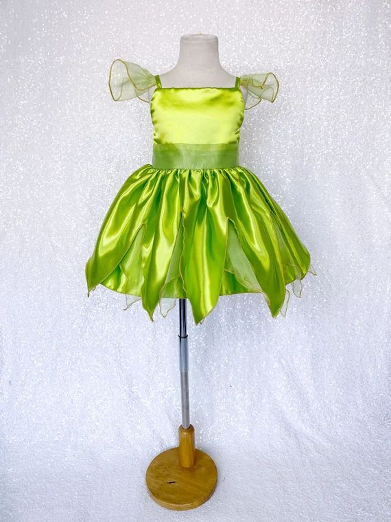 Satin Fairy Tinkerbell Inspired Green Dress Toddler Junior - Etsy | Etsy (US)