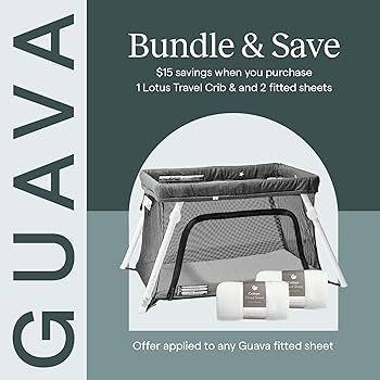 Guava Lotus Travel Crib Bundle with Two Cotton Sheets & Mattress | Play Yard with Lightweight Bac... | Amazon (US)