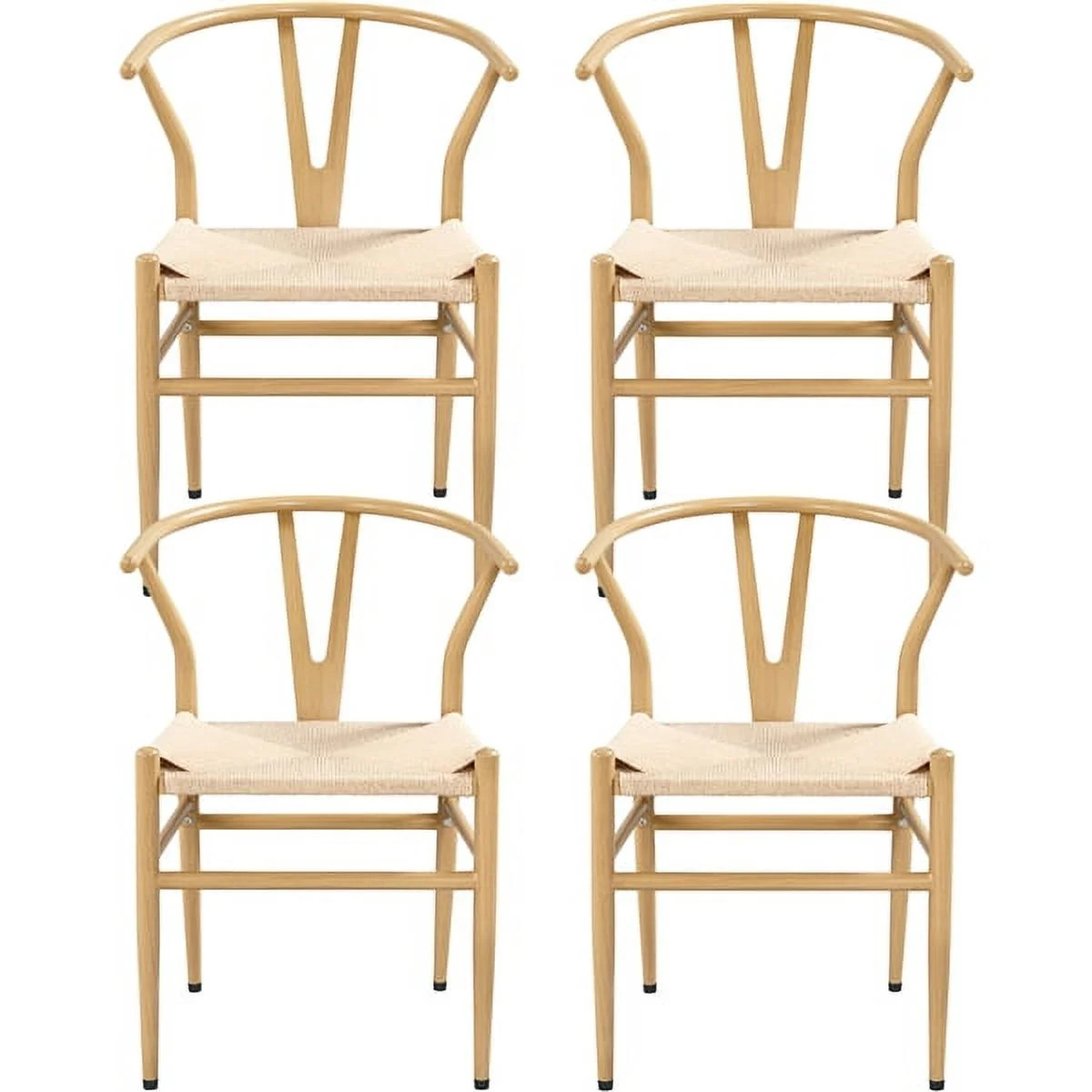 Smile Mart Modern Weave Y-Shaped Dining Chair with Solid Metal Frame, Wood | Walmart (US)