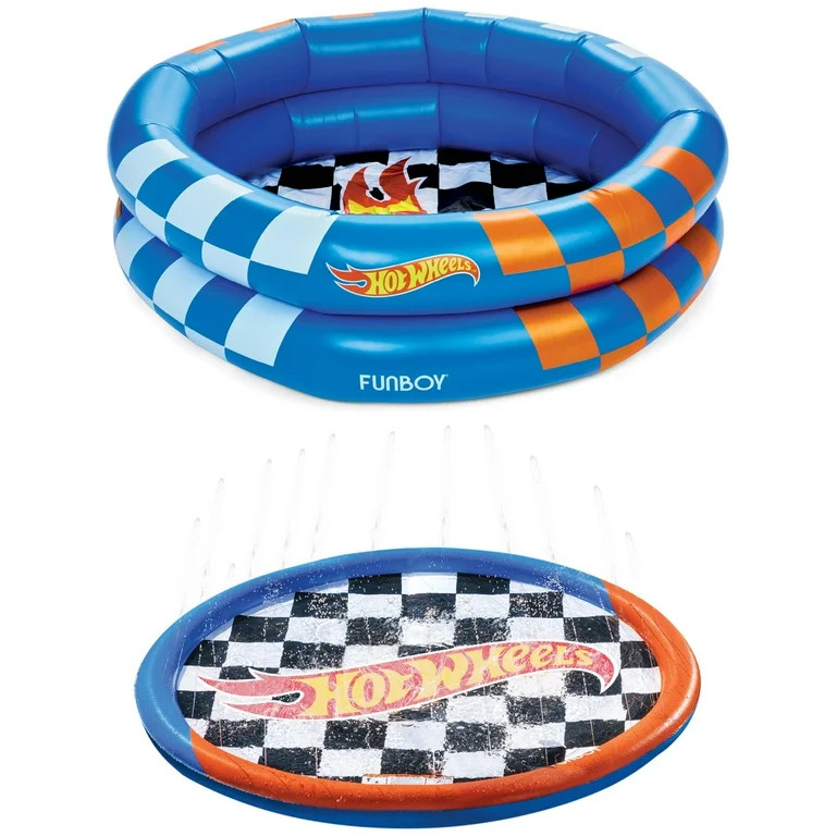 Hot Wheels\u2122 + Float Life by Funboy Inflatable Round 2-Ring Pool, 48" Diameter, Children Ages... | Walmart (US)