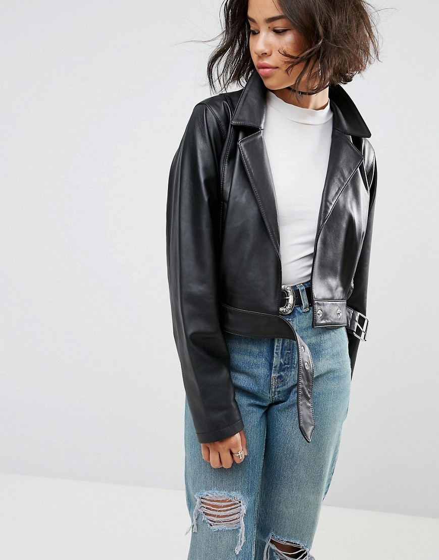 ASOS 80s Jacket in Soft Leather - Black | ASOS US