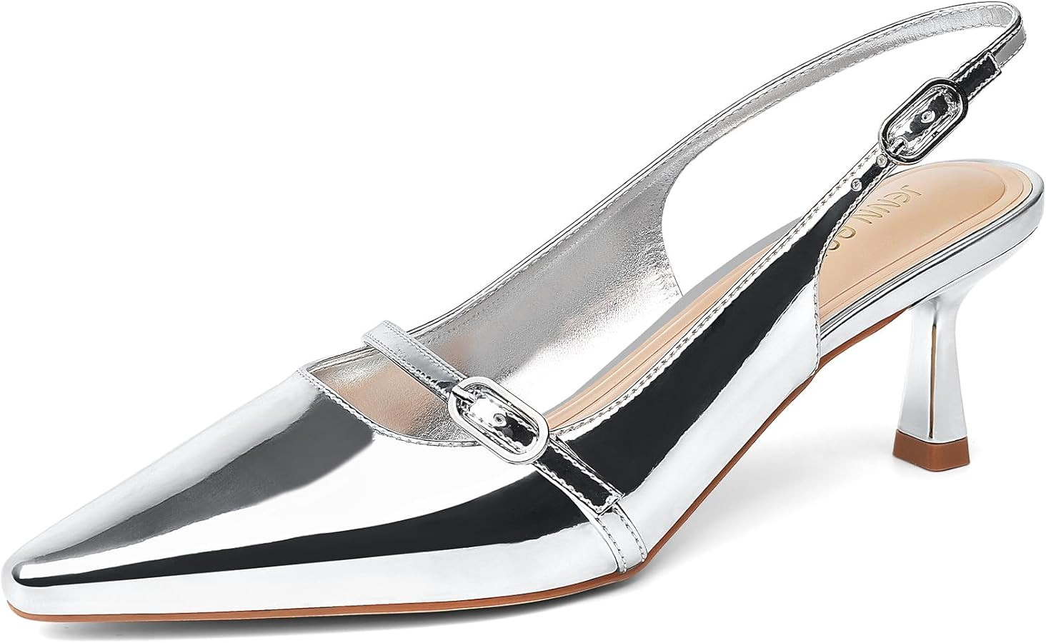 JENN ARDOR Slingback Low Kitten Heels for Women Dress Shoes Pointed Closed Toe Stiletto Sandals B... | Amazon (US)