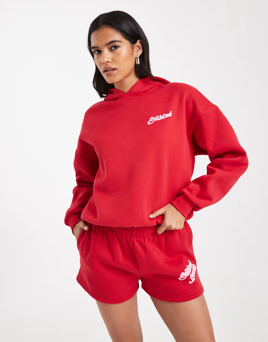 Edikted so sporty sweat shorts in red | ASOS (Global)