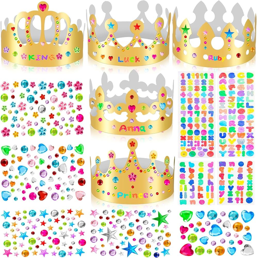 Gold Paper Crowns, Diy Birthday King Crowns Craft to Decorate, Paper Prince Princess Crown Hats f... | Amazon (US)