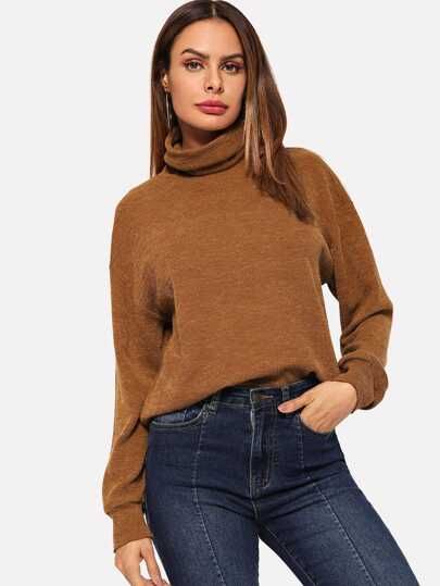 SHEIN High Neck Solid Pullover | SHEIN