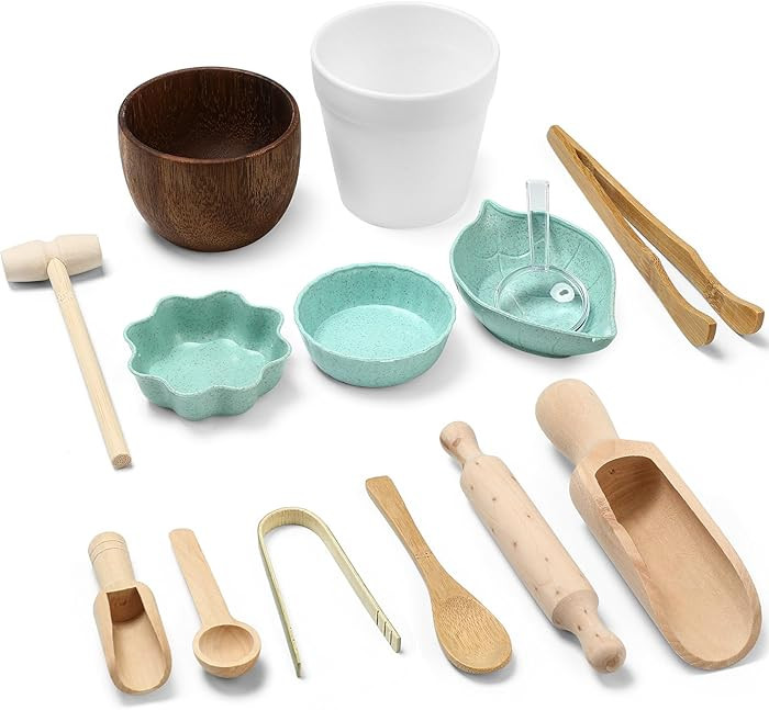 Tiangrid 14pcs Sensory Bin Tool Sensory Tools for Boys and Girls Fine Motor Skill Toys Wooden Ton... | Amazon (US)