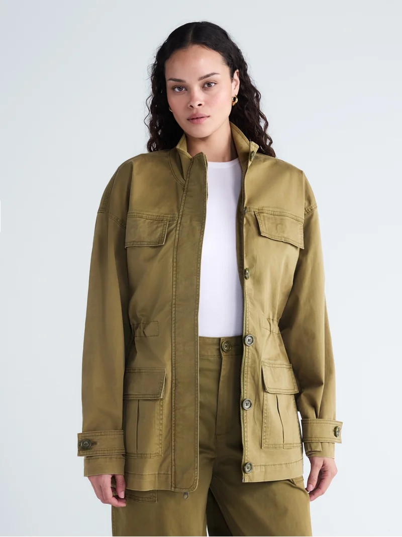 Scoop Women's and Women's Plus Cinched Waist Barn Jacket, Sizes XS-4X | Walmart (US)