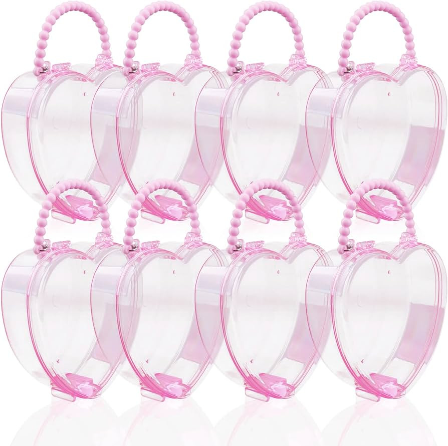 Nsmykhg Plastic Box Storage Box,8 Pack Small Plastic Box Mini Clear Plastic Storage Containers Plastic Beads Storage Containers for Beads, Crafts, Jewelry, Small Items (Heart Handle Bags) | Amazon (US)