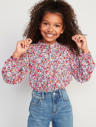 Long-Sleeve Button-Front Printed Top for Girls | Old Navy (US)