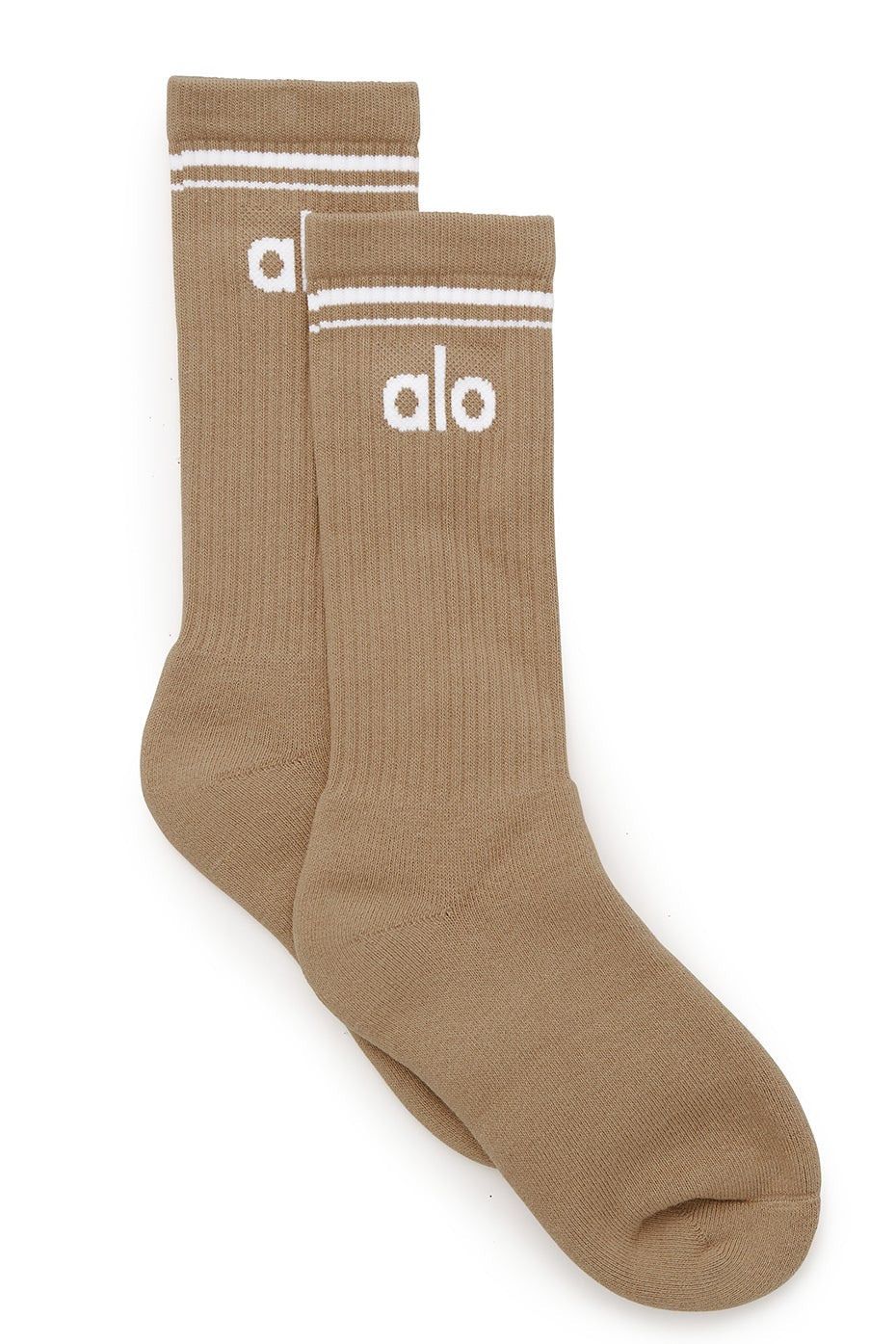 Alo YogaÂ® | Throwback Socks in Gravel/White Beige, Size: Large | Alo Yoga (US)