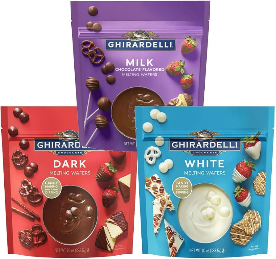 Ghirardelli Melting Wafers Bundle, Milk Chocolate, Dark Chocolate, White Chocolate, Set of 3-10oz... | Amazon (US)