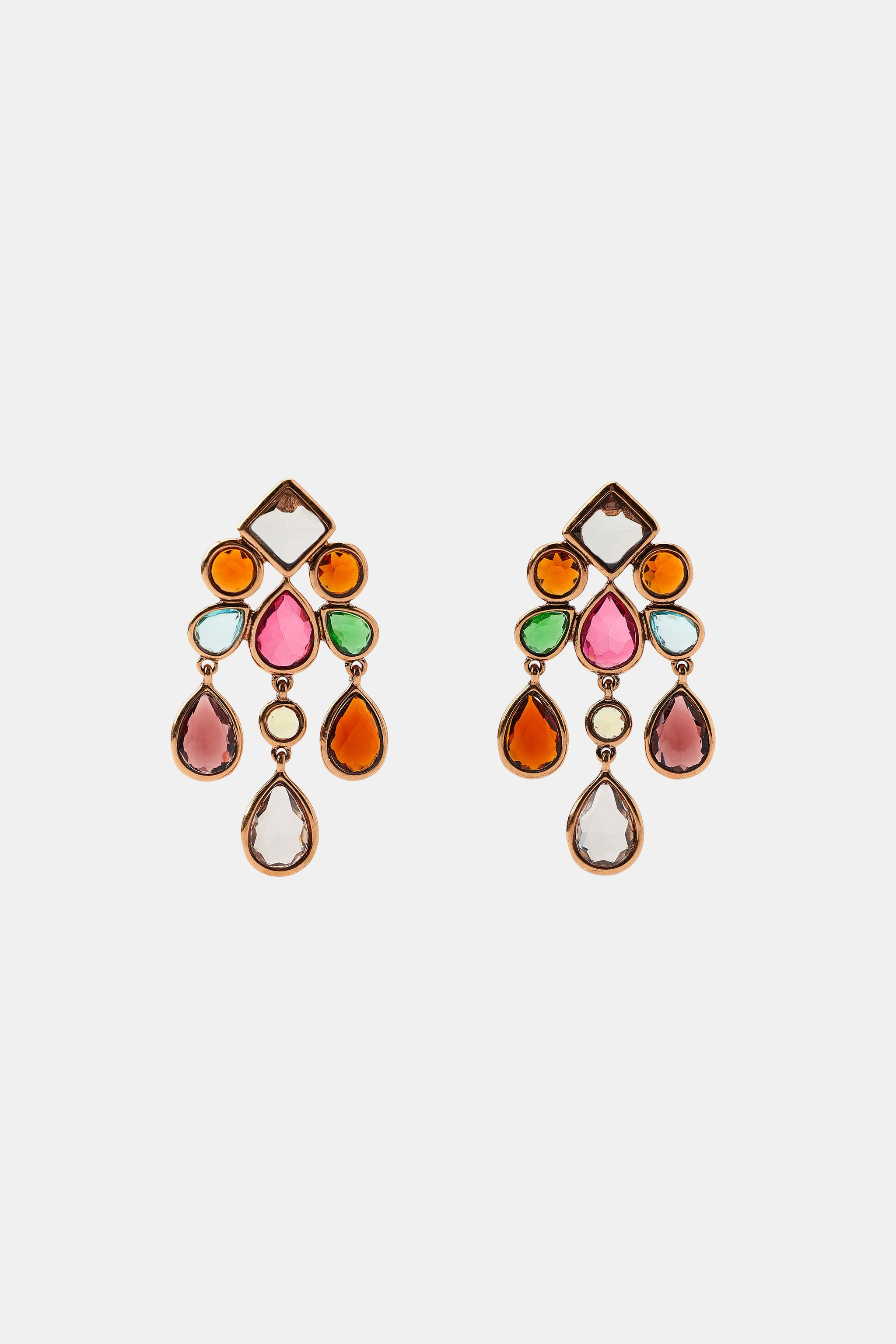 Drop earrings featuring multiple metal pieces in various shapes and sizes. Contrasting jewel appl... | Zara US