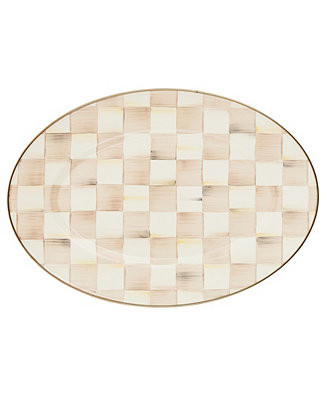 Mocha Check Small Oval Platter | Macy's
