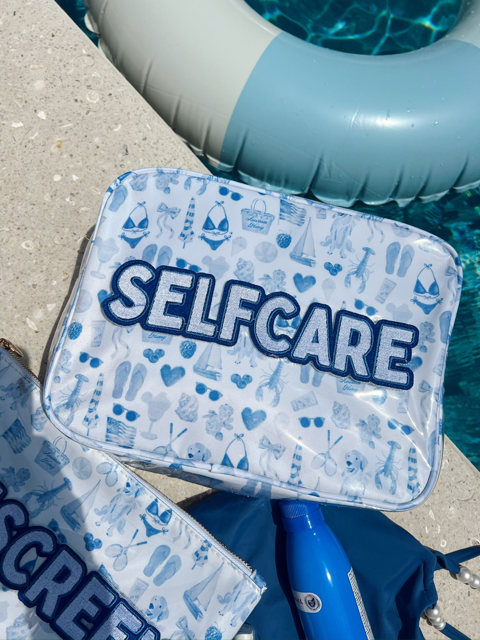 Self Care - Blue Americana Clear Coat XL Bag | KenzKustomz