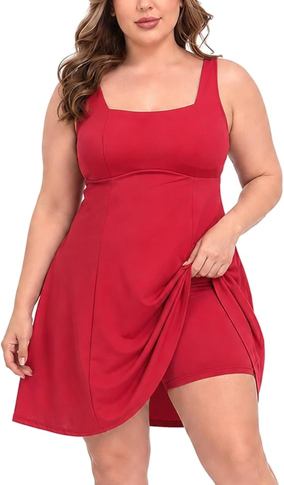 HDE Womens Plus Size Easy Quick Slip Tennis Dress Square Neck Workout Athletic Golf Active Dresse... | Amazon (US)