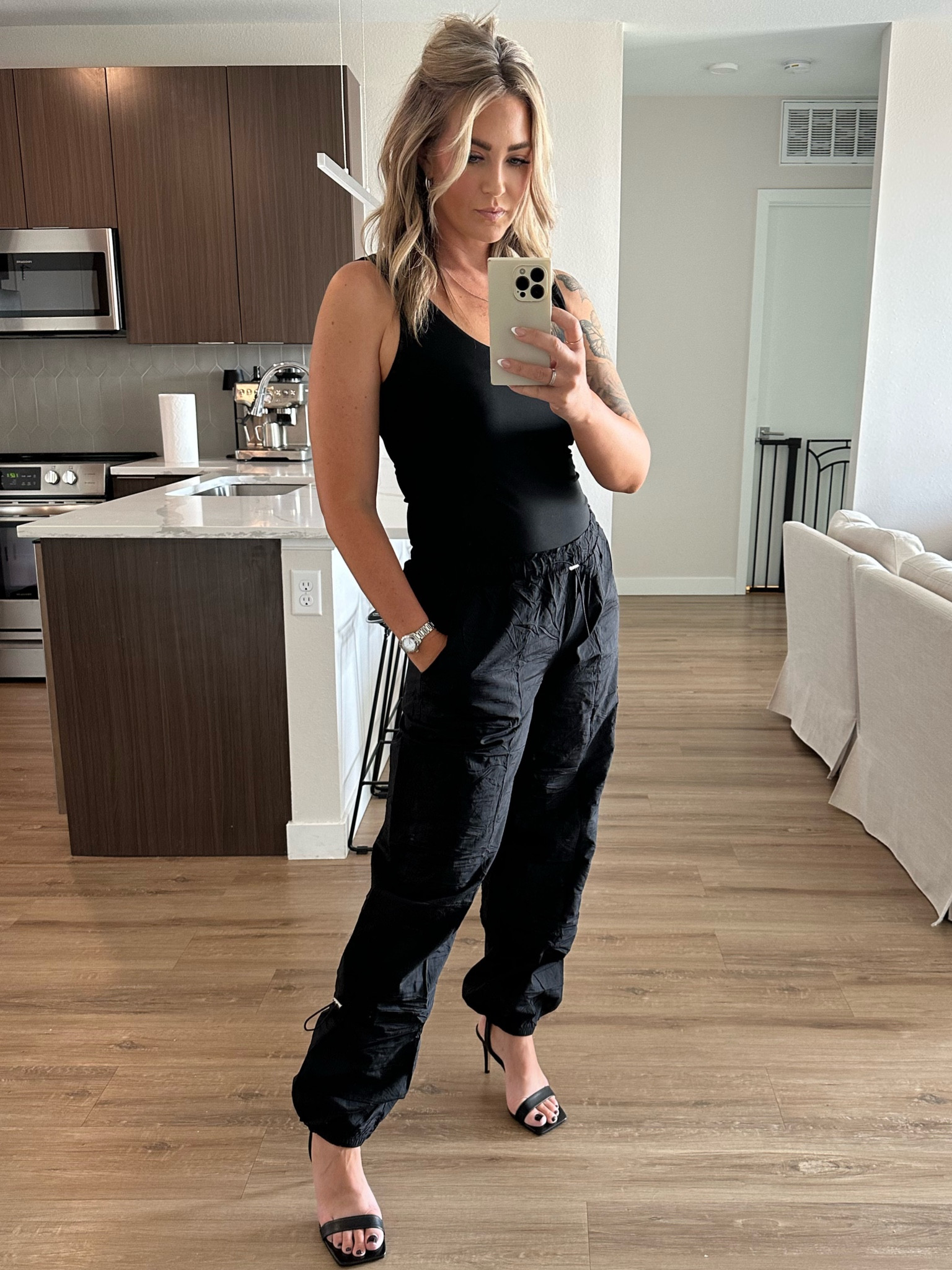 Kim K inspired outfit 😍… these amazon pants are everything!! 

Bodysuit | cargo pants | parachute pants | black | heels | fashion | outfit | summer | fall 

#LTKbeauty #LTKstyletip #LTKover40