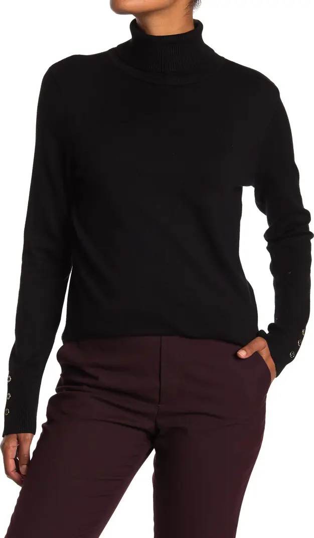 Joseph A Turtleneck Button Sleeve Pullover Sweater | Nordstromrack | Nordstrom Rack