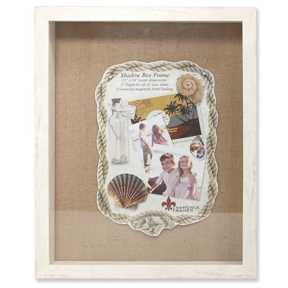 11""x14"" Burlap Display Board Front Hinged Shadow Box Frame Ivory - Lawrence Frames | Target