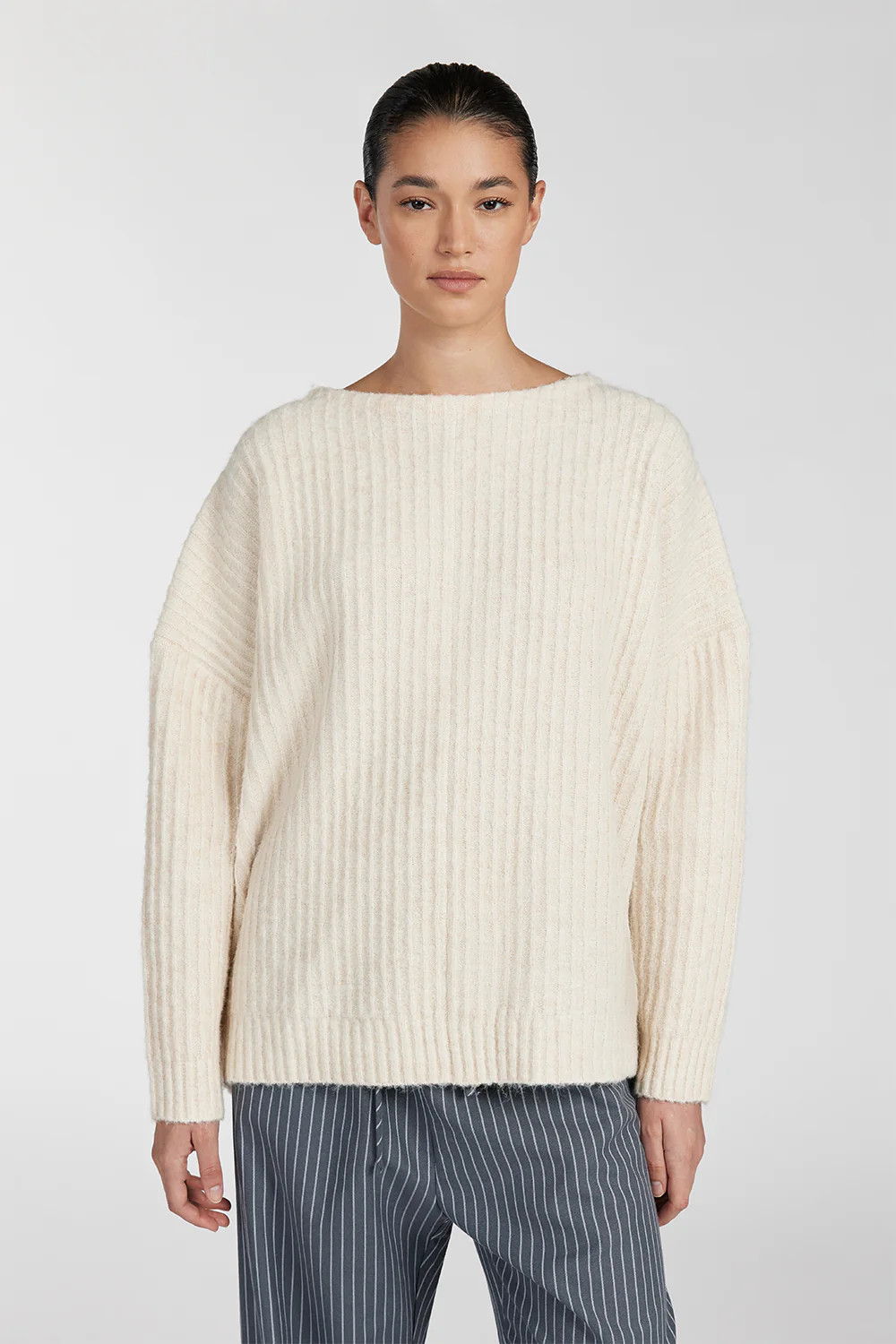PAULINE CREAM MARLE LONGLINE JUMPER | DISSH