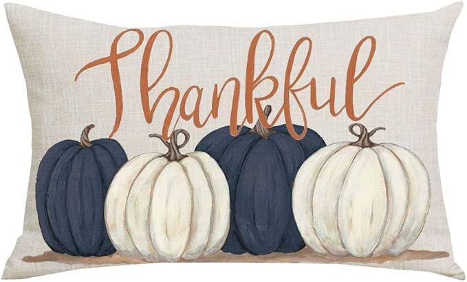 WENIANRU Ink Painting Blue Pumpkins Thankful Fall Y'all Thanksgiving Day Home Sofa Chair Bed Deco... | Amazon (US)